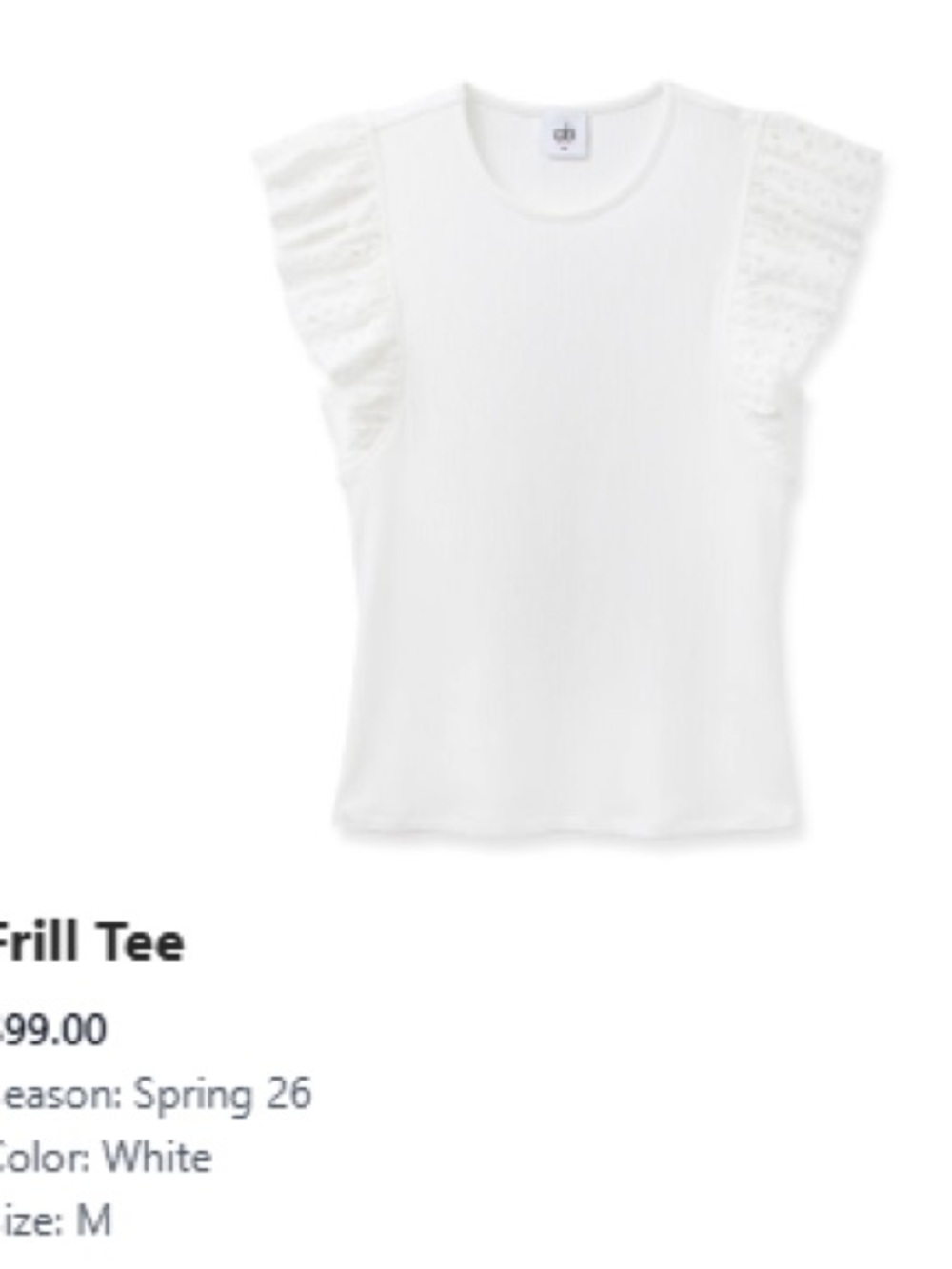 CAbi White Eyelet Frill Sleeve Tee